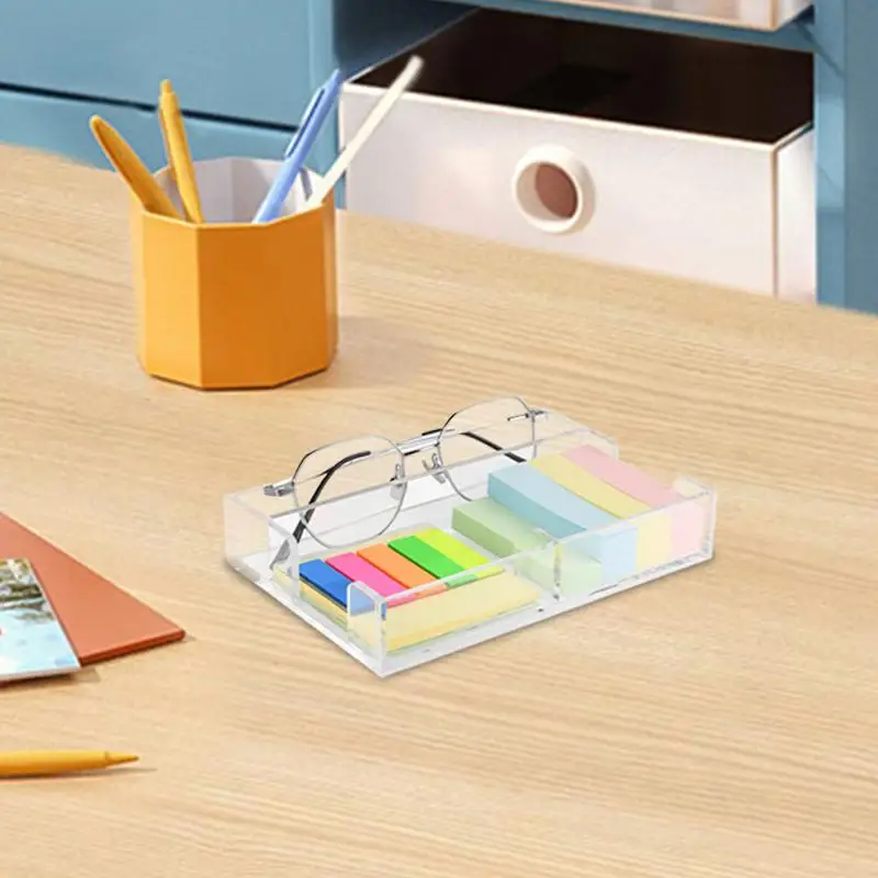 Acrylic Sticky Note Holder Transparent Acrylic Memo Holder Acrylic Notepad Holder Sticky Note Dispenser With Glasses