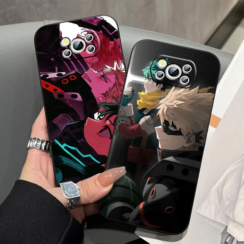 Academia Anime Hero D-Deku For Xiaomi Mi Poco F5 F4 F3 X6 X5 X4 X3 M6 M5 M5S M4 M3 C65 Pro GT NFC 5G Black Funda Phone Case