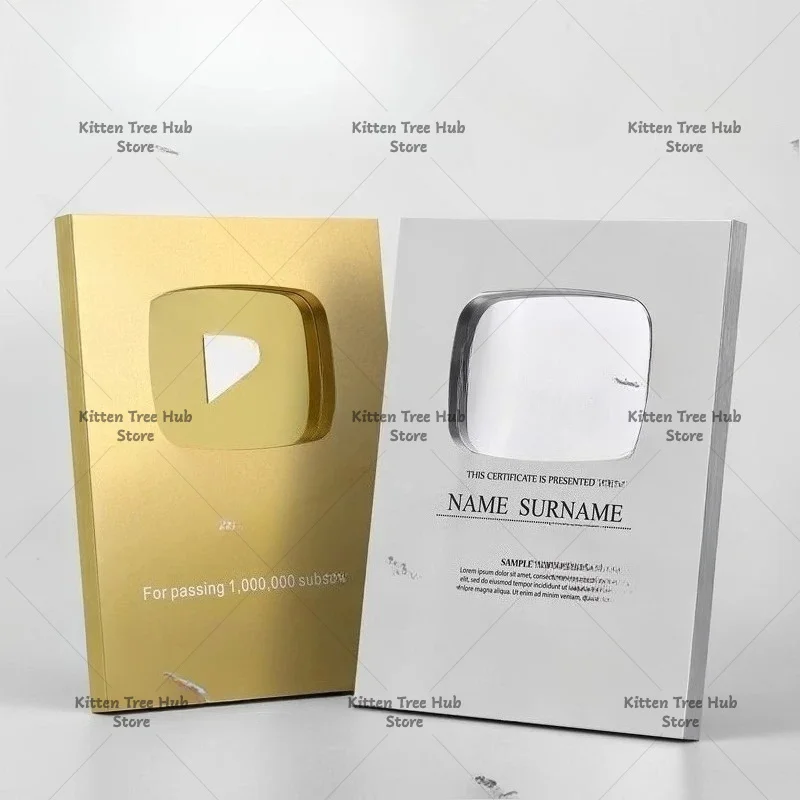 Play Button Silver Gold  Medal Wall Decoration Internet Celebrity