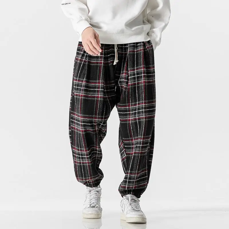 Pantalones bombachos de forro polar para hombre, pantalón de chándal con cintura elástica holgado, grueso, estilo Harajuku, ropa de calle