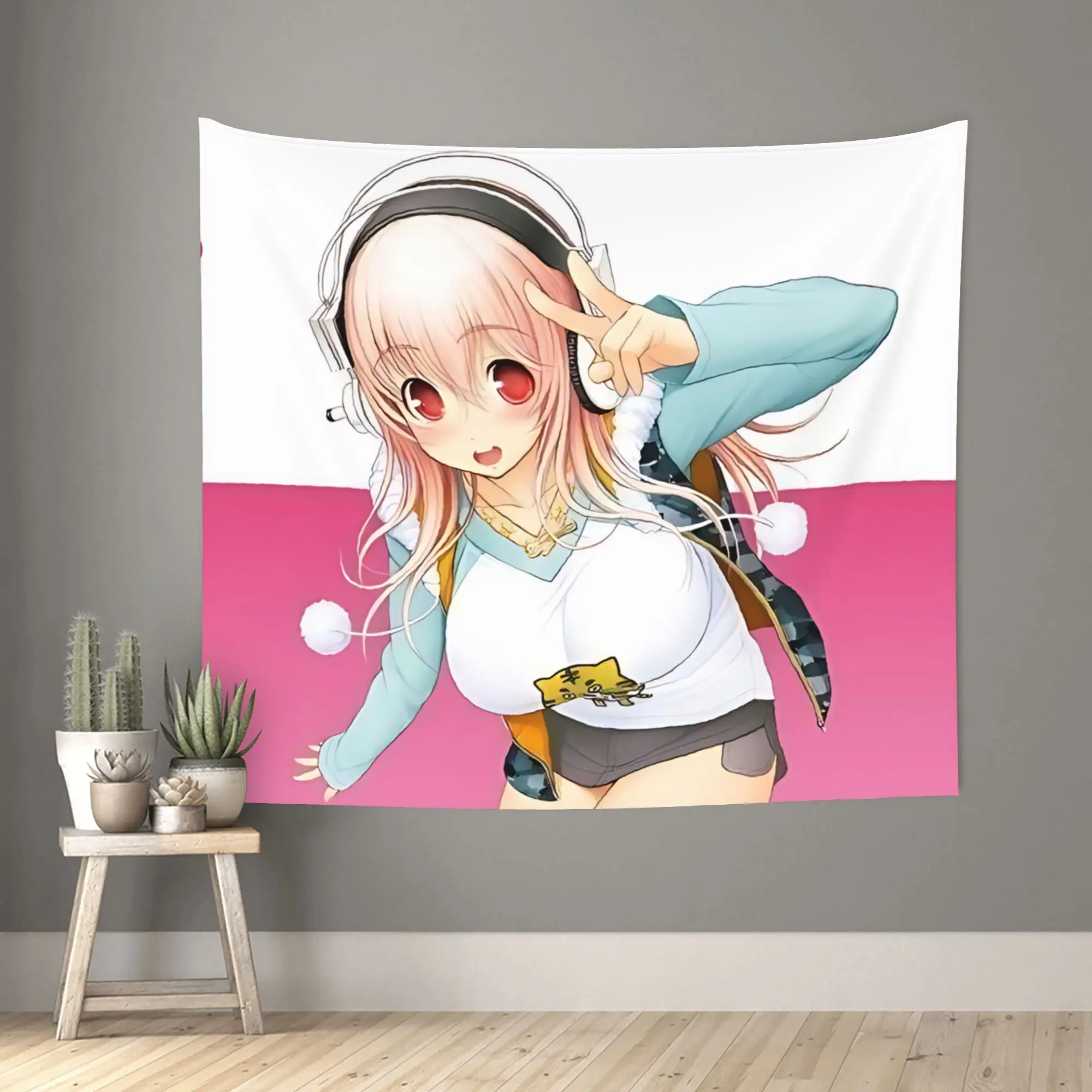 Super Sonico Customized Cutecore Tapestry  Wall Hanging Blanket Tapestry Home Decor Items Wall Decorations