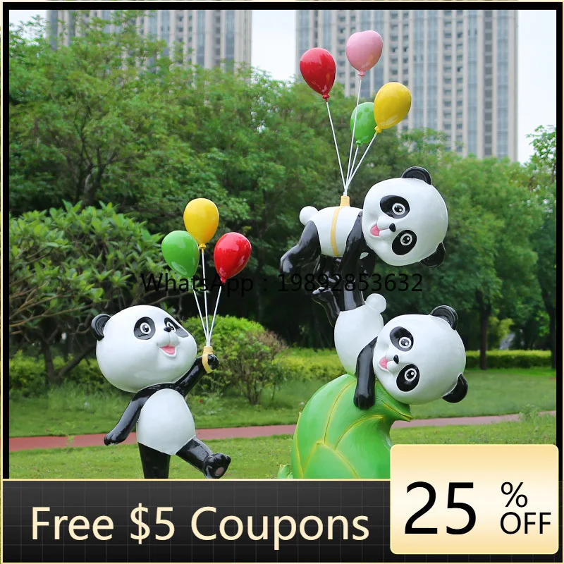 

ZC Cartoon Panda Sculpture Outdoor Fiberglass Garden Landscape Garden Courtyard Lawn Ornament