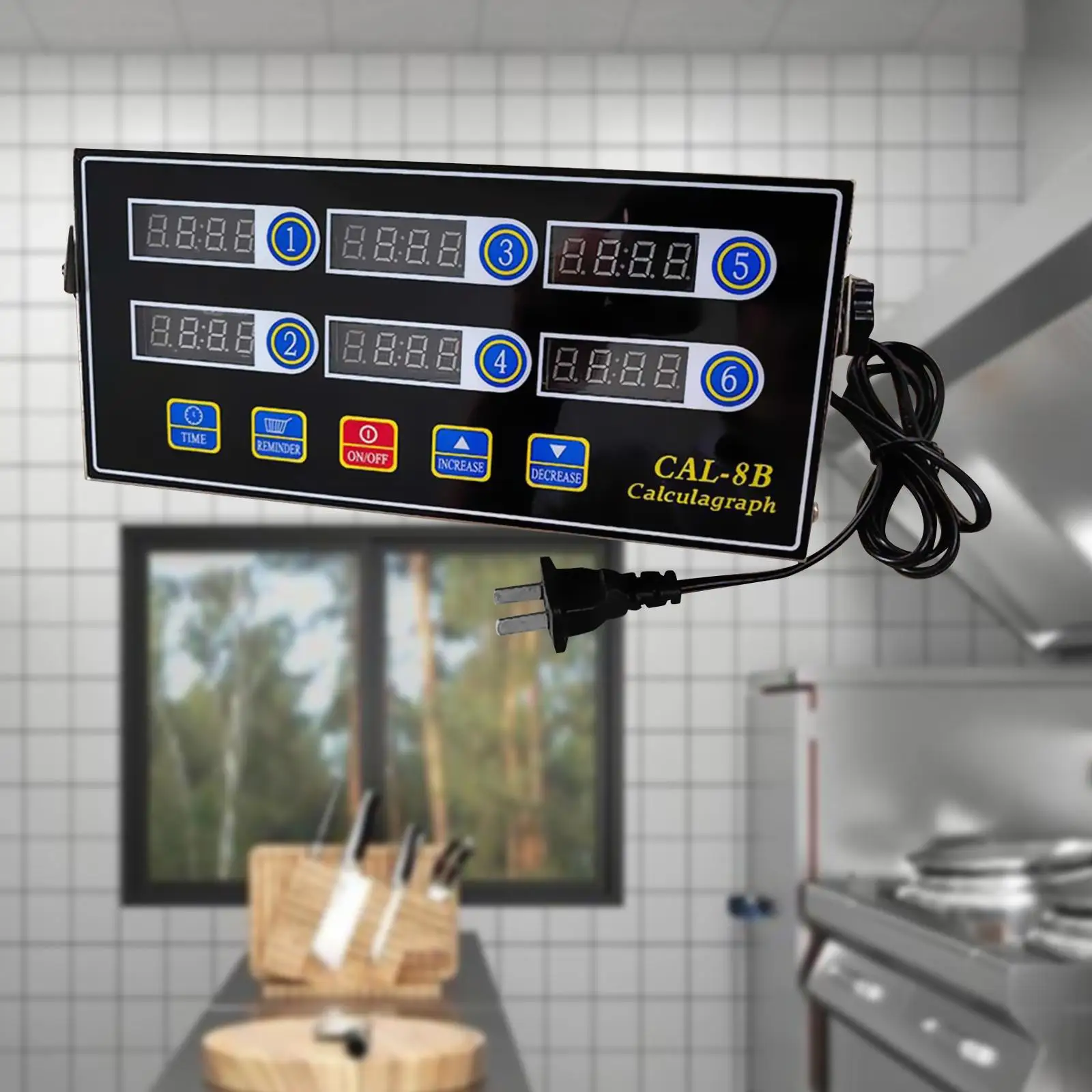 Six Channel Kitchen Timer LED Display Commercial Cooking Alarm Clock for Restaurant Kitchen and Food Preparation