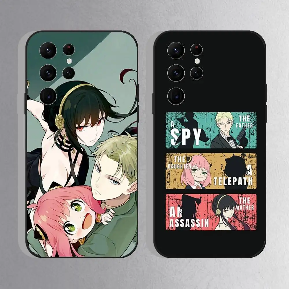 

Spy X Family Bond Yor Anya Phone Case For Samsung S25,S24 Ultra,S20,S30 plus,S22 Plus,S23,Ultra 5G Silicone Black Shell