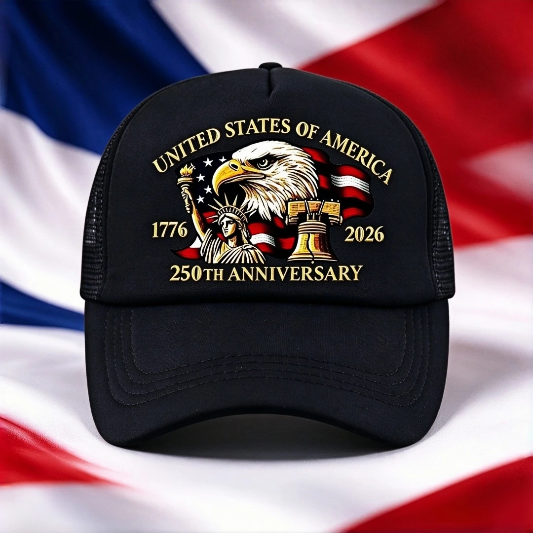 USA 250th Anniversary 1776-2026 Trucker Hat American Eagle Statue of Liberty Print Mesh Cap Adjustable Patriotic Baseball Cap Fo