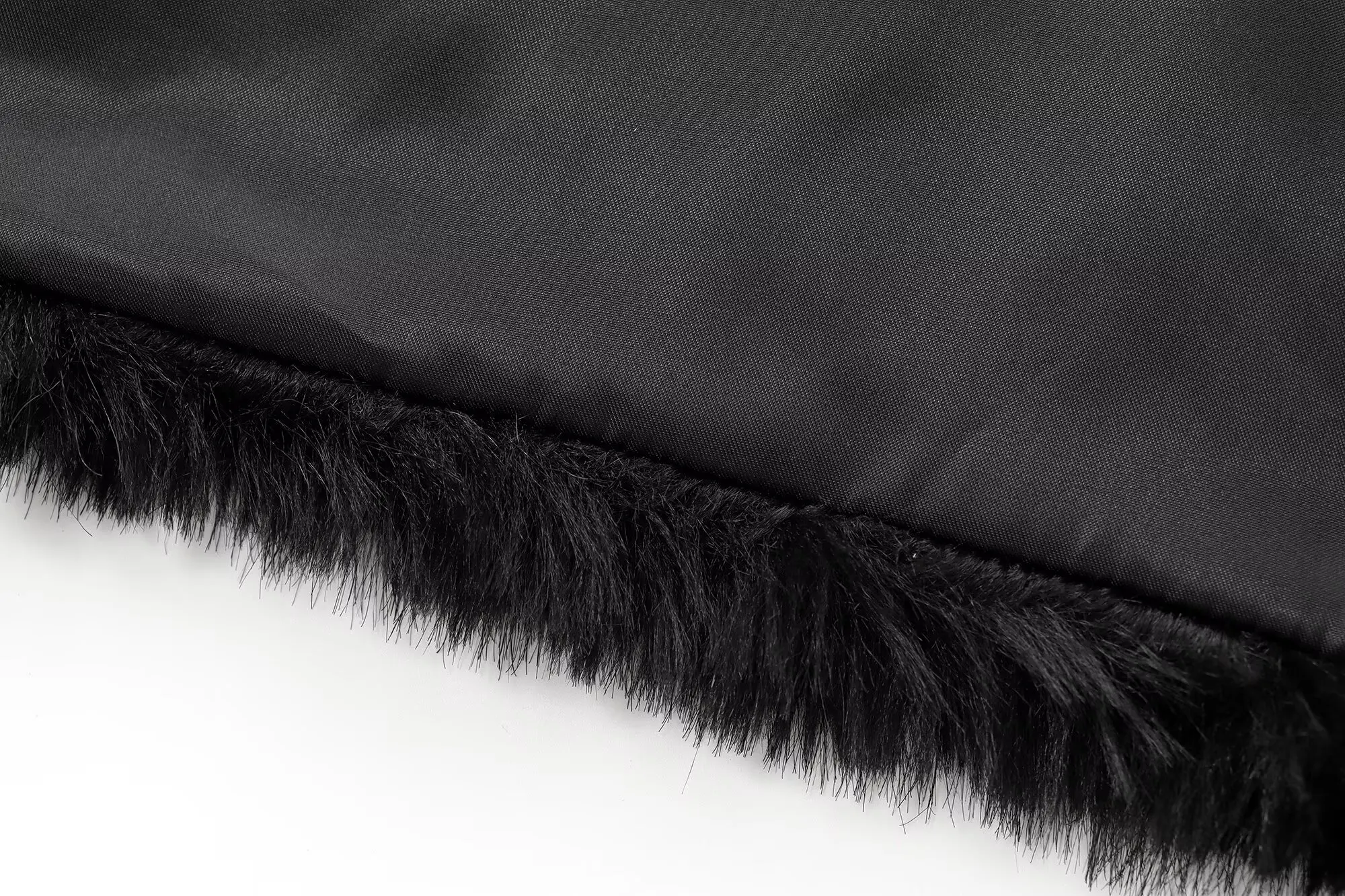 Maxdutti Minimalist Faux Fur Lapel Jacket Gold Wire Long Hair Black Winter Coat Women