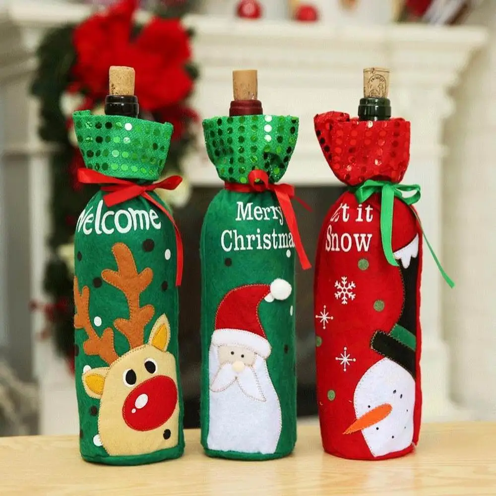 Christmas Wine Bottle Cover Merry Christmas Decor For Home Christmas Snowman Table Decor Xmas Gift Happy New Year