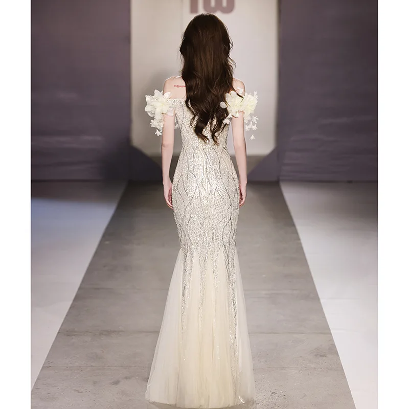 PJN 2025 Evening Party Dresses Women Sexy Sequin Graduation Gown Formal Mermaid Cocktail Dress Long Host Birthday Wedding Dress