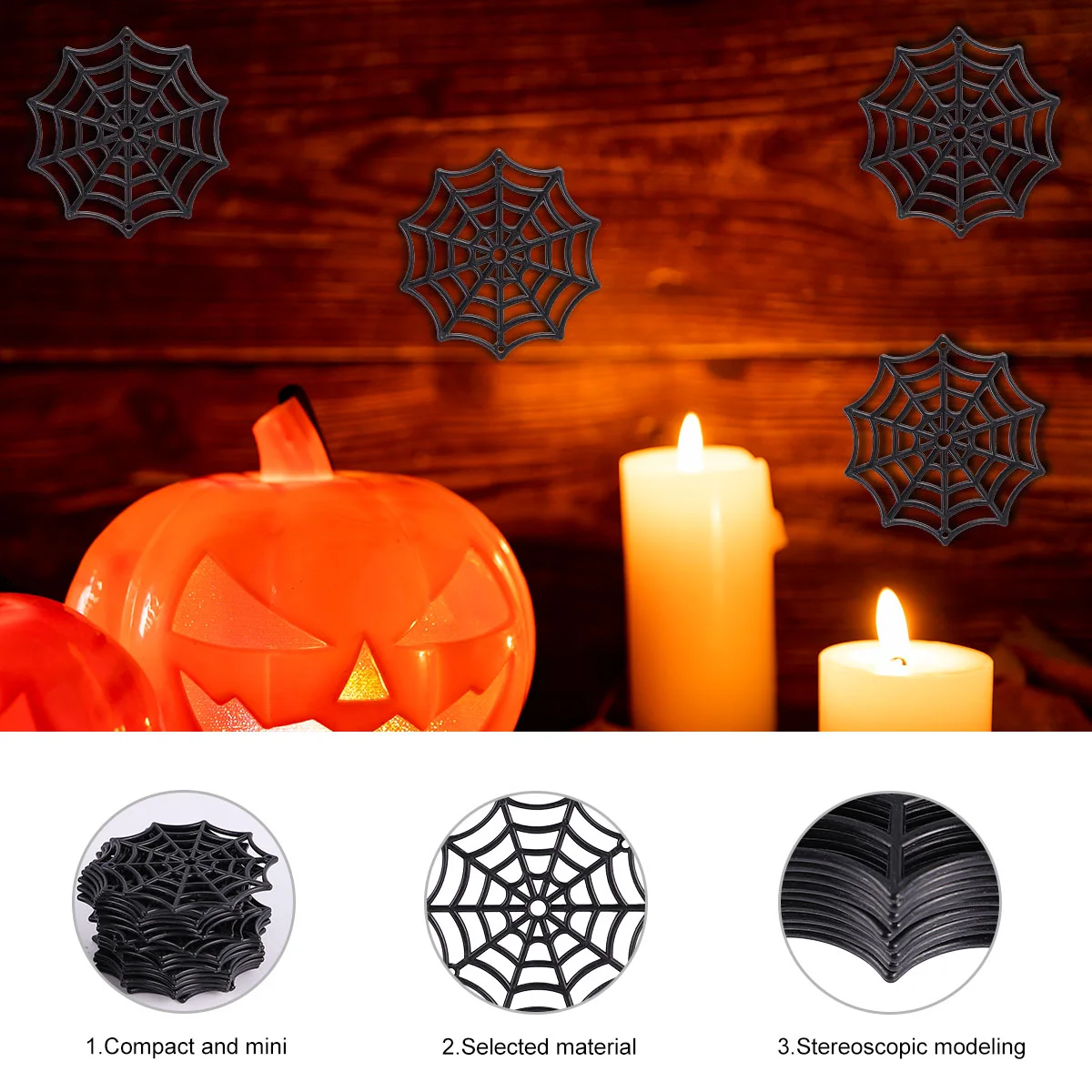 50 Pcs Placemat Halloween Plastic Spider Web Office Outdoor Decorations Indoor Cobweb