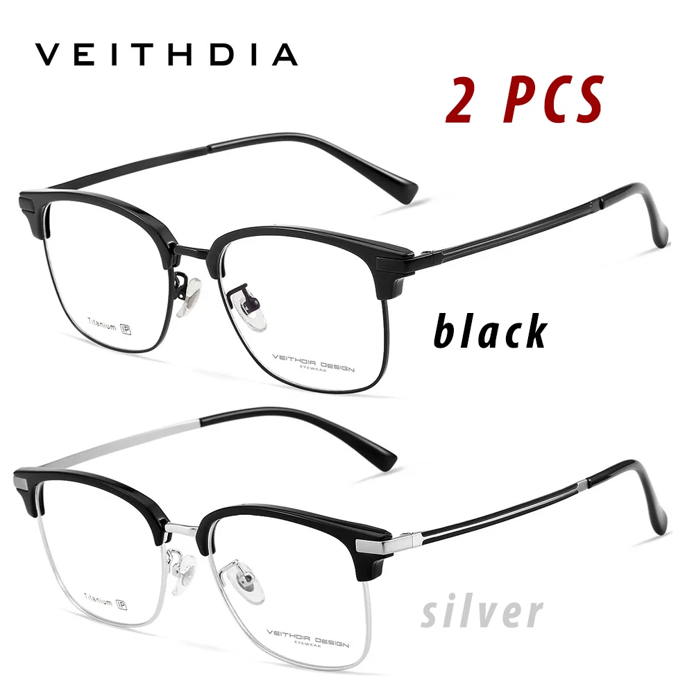 

2 Pcs VEITHDIA Brand Glasses Frame Optical Titanium Alloy Frame Polycarbonate lens Eyeglasses Computer Reading Eyeglasses VD8108