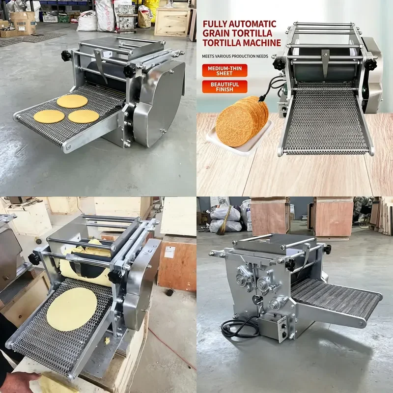 for 220V Electric Stainless Steel 304 Automatic Small Tortilla Making Machine Adjustable Thickness Speed Regulation