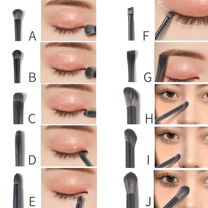 Set di pennelli per trucco professionale in materiale naturale ombretto fondotinta in polvere Blush Contour Shadow strumento di bellezza per trucco misto