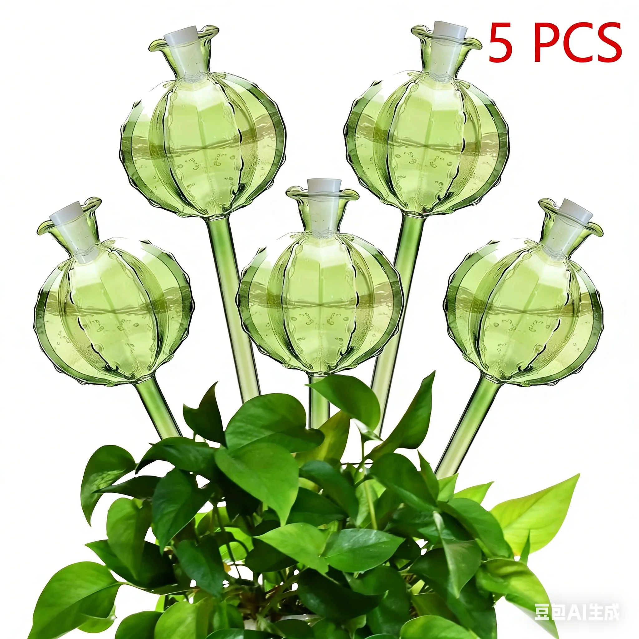 5pcs, Cactus Shape Plant Automatic Watering Device, Plastic Watering Ball Automatic Watering Spike, Cute Shape Decoration, Green