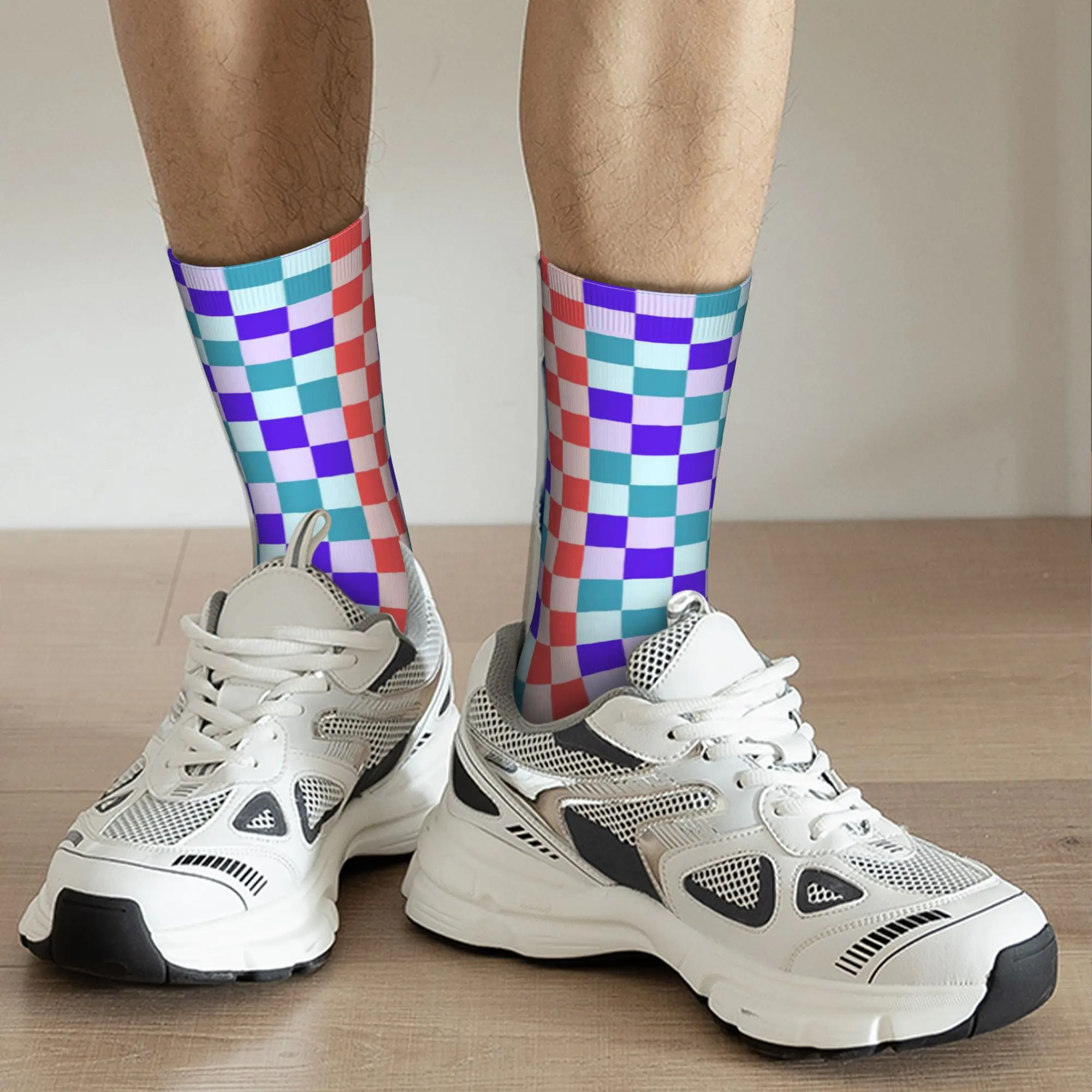 Custom Checkered Cool Chequer Socks Women Men Warm 3D Printed  Basketball Sports Socks