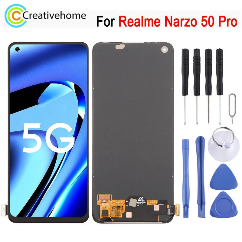 6.4 Inch LCD Screen For Realme Narzo 50 Pro 5G AMOLED Display with Digitizer Full Assembly Replacement Part