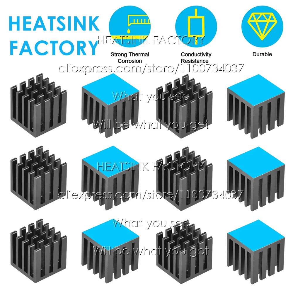 15x15x15mm Black Aluminum Thermal Conductive Heatsink Cooling Radiator Cooler for MOS GPU IC Chip Electronic