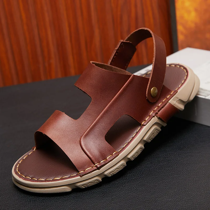 

YIGER Men’s Cow Leather sandals light elasticity comfortable Summer 2022 The New open toe Breathable slippers factory wholesale