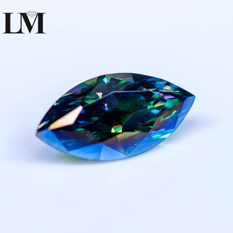 Moissanite Stone Rainbow Green Color Marquise Cut Gemstone Lab Grown Diamond For DIY Charms Woman Jewelry Making Materials