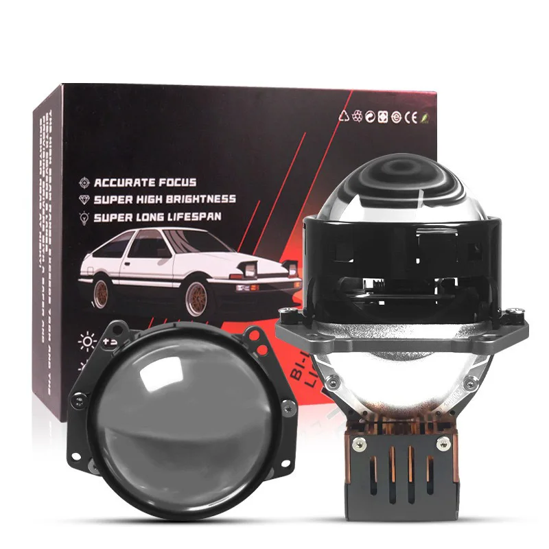 

Car Headlight Retrofit Kit 3 Inch Bi LED Projector Lens 12V 90W 6000K 25000Lm Hi Lo Beam