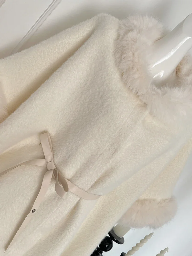 Women Off White Teddy Coats Harajuku Korean Style 2000s Fashion Long Sleeve Winter Jacket Streetwear Vintage Outerwear Top 2024 image 3