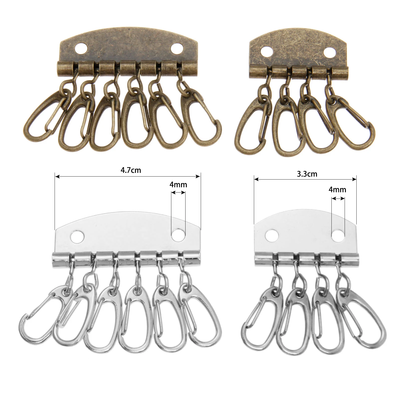 5pcs Compact Key holder Wallet Key Row Key Chain 4-6 Hooks Handmade Leather Craft Hardware DIY Accessories