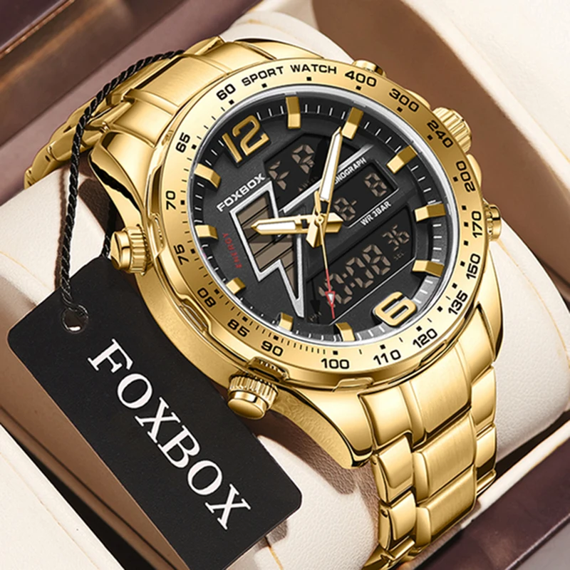 LIGE Luxury Original Big Men Sports WristWatch Quartz Steel Waterproof Dual Display Clock Watches Relogio Masculino For Men