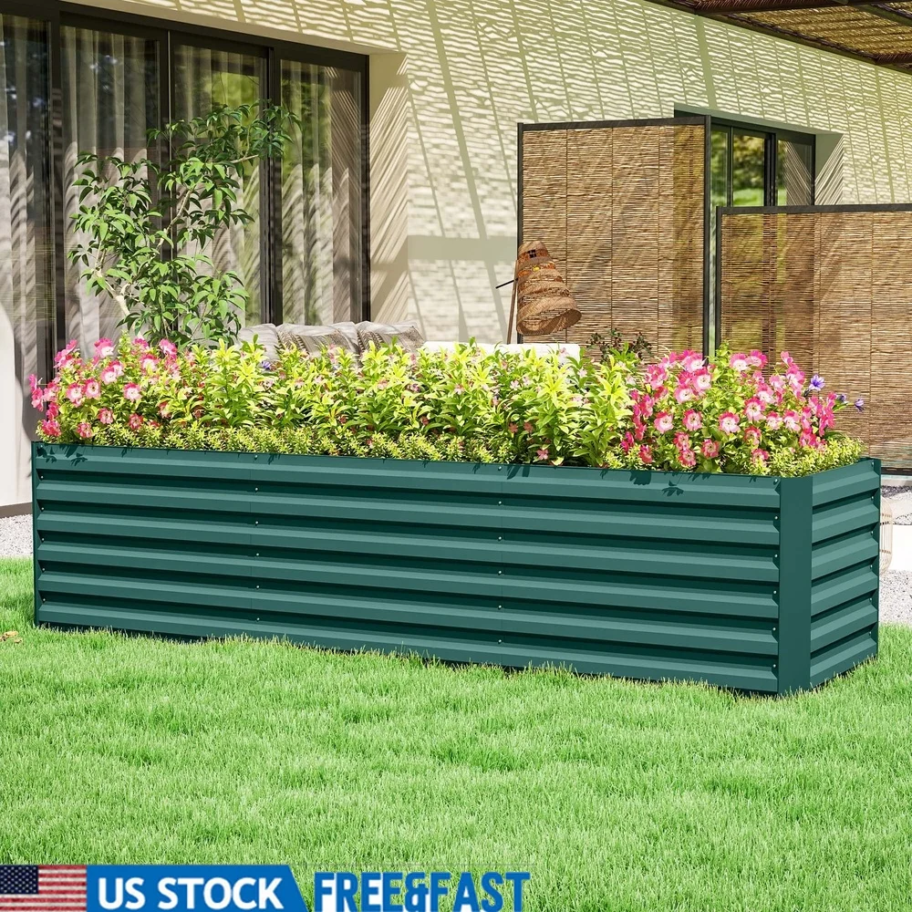 

Galvanized Raised Garden Bed Kit Large Outdoor Metal Planter Box Elevated Planter with Open Bottom Safety Edging Flowers