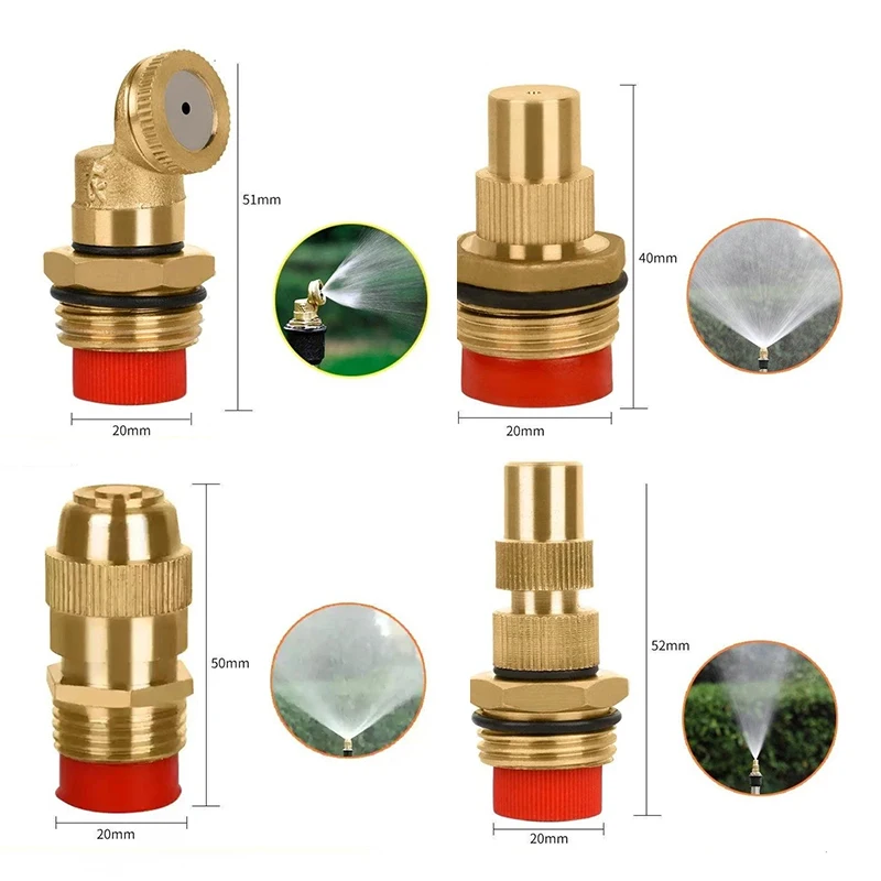 ●Brass Adjustable Garden Sprinkler Nozzle Set Multi Pattern Water Spray Nozzle For Lawn Irrigation Patio Plant Watering