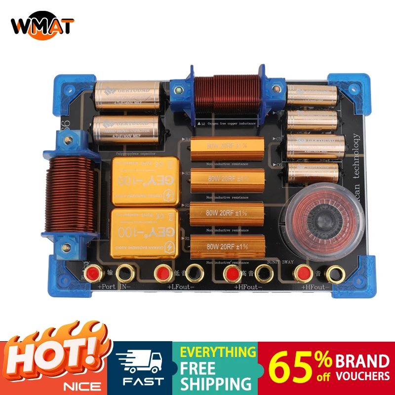 

9938 Stage Crossover Network 2-Way Audio Metal Speaker Treble Bass Frequency Divider No Distortion 8 Ohm Accessories