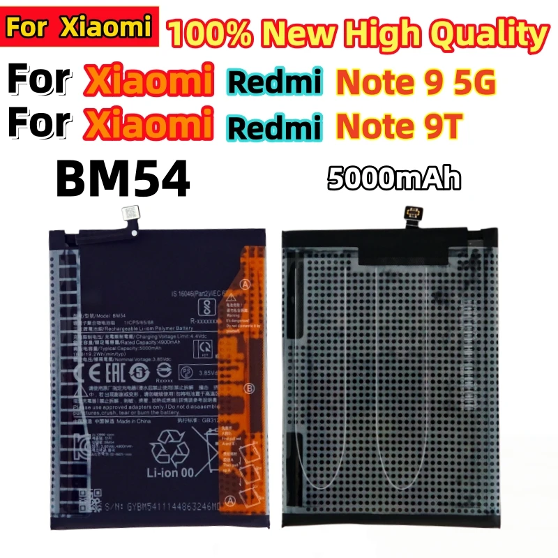 100%New High Quality BM54 Battery For Xiaomi Redmi note9 5G / Note 9T MTK800U Replace Phone Batteries Fast Shipping+Tools