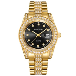 Men Women Diamond Watch Stainless Steel Quartz Analog Casual Dress Wristwatch Crystal Bezel Dial Couple Watch