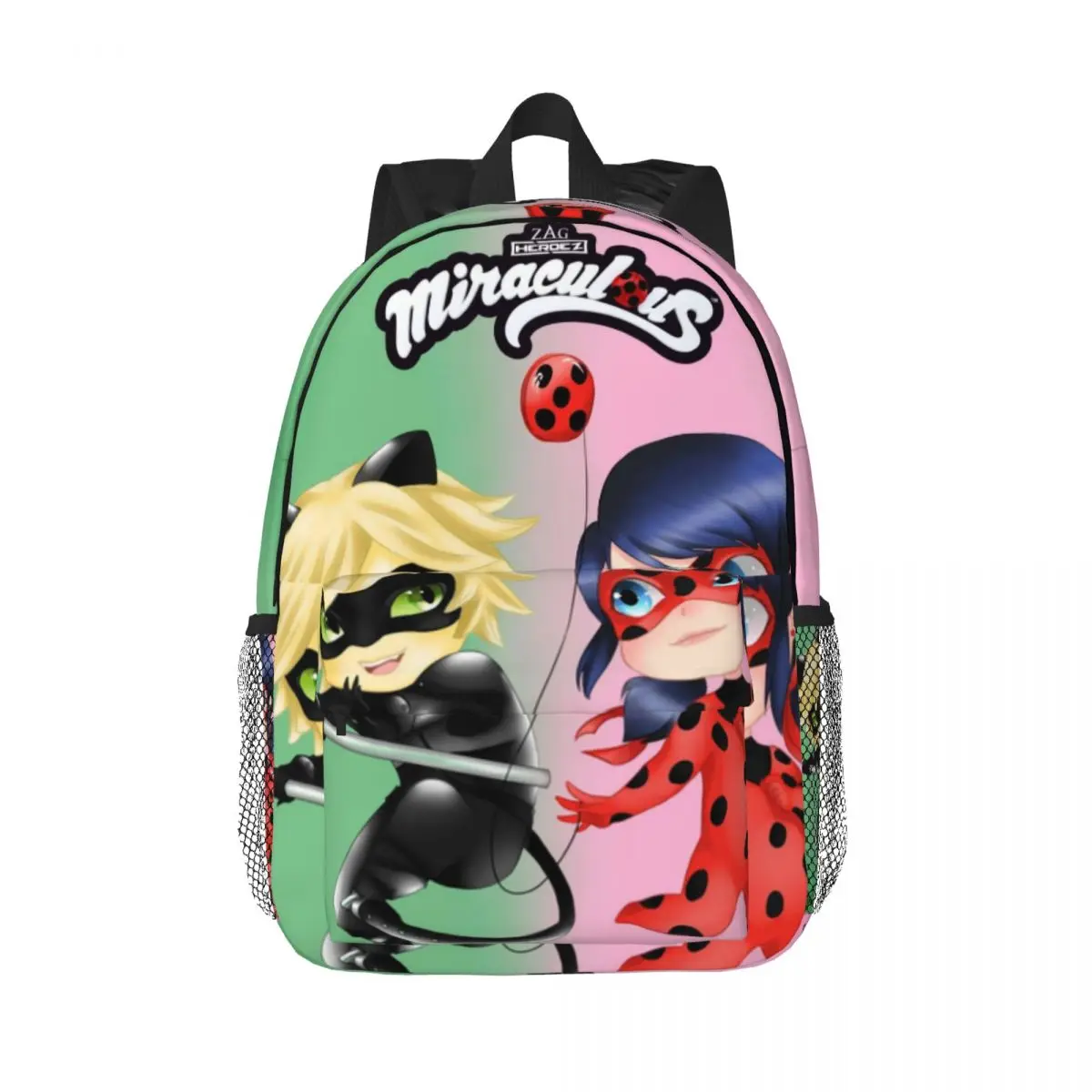 Miraculous Ladybug Printed Lightweight Casual Schoolbag For School, Outdoor, Shopping, Office 15inch