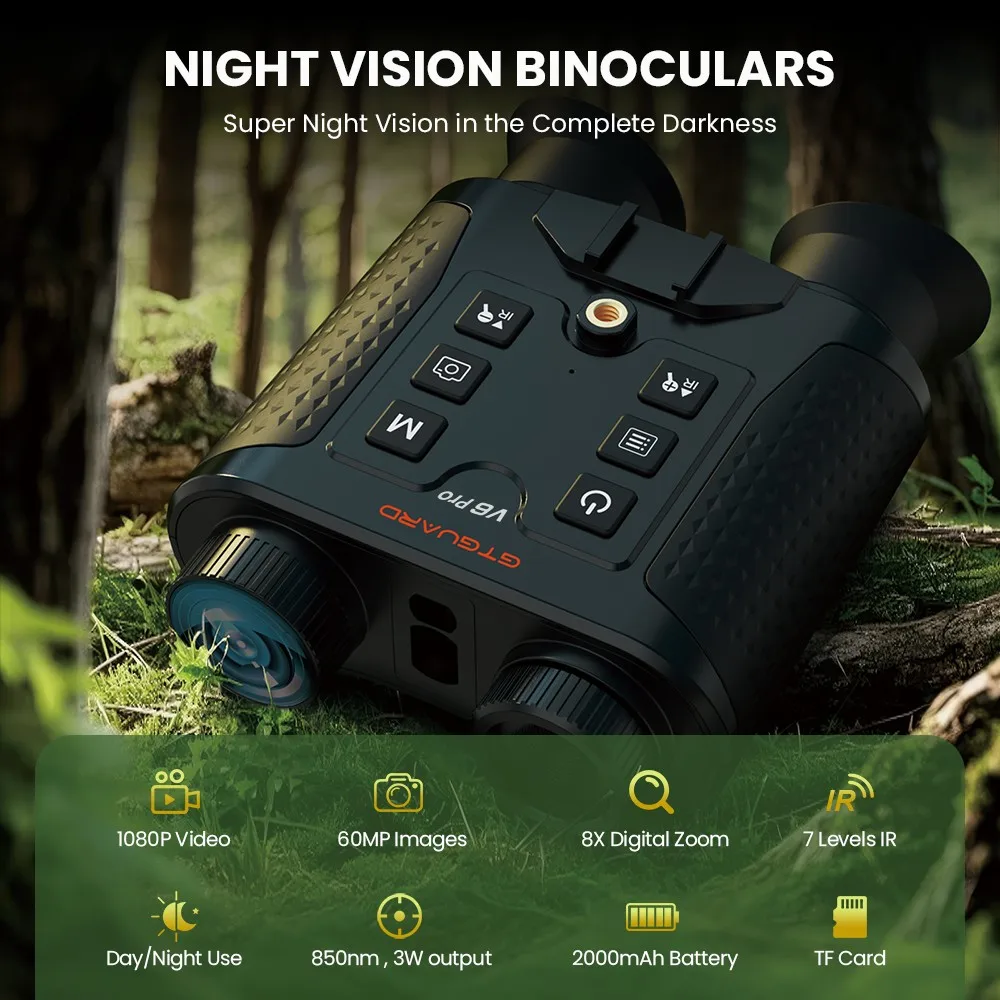 GTGUARD AI15 Thermal Imaging Night Vision Monocular, 60Hz Screen Refresh Rate, 1-8x Digital Zoom, 384*288 Resolution, IP66 Waterproof, Built-in 32GB Storage, 5 Image Mode, 4000mAh Battery