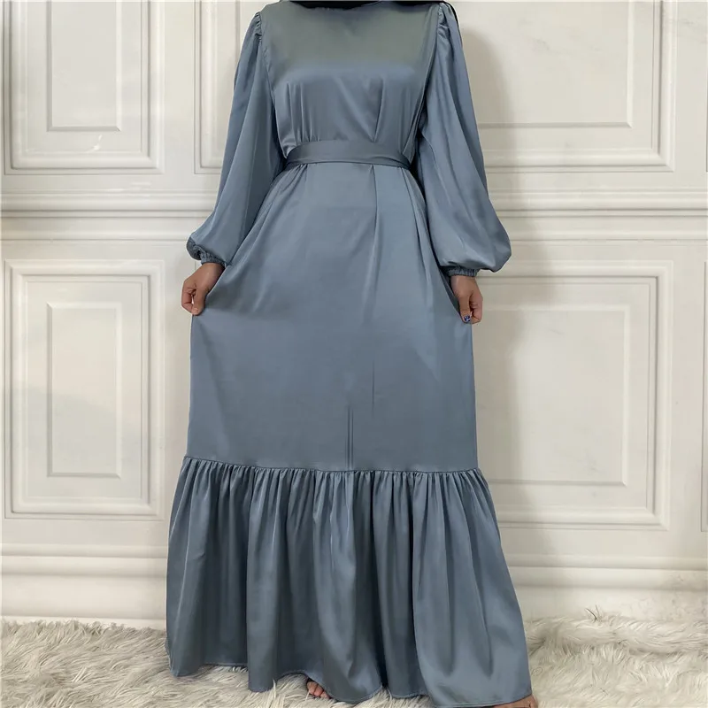 

Дубай Abaya Турция мусульманская Мода 2024 пышные рукава Abayas для женщин исламские атласные длинные африканские платья женское мусульманское платье