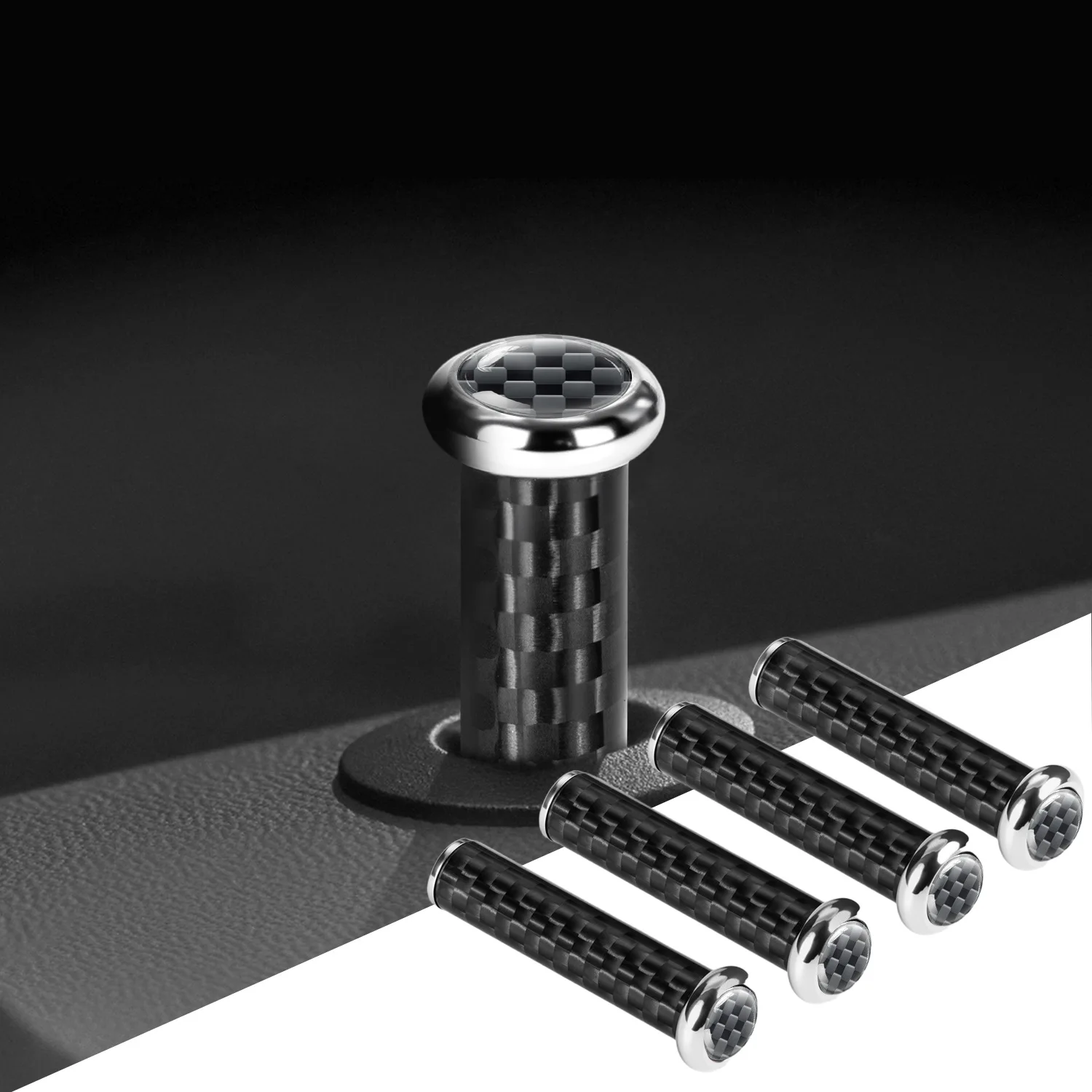 

For All Cars Carbon Fiber Texture Door Pin Lock Knob Interior Modified Sport Door Lock Bolt Decorative Auto Accessories Parts