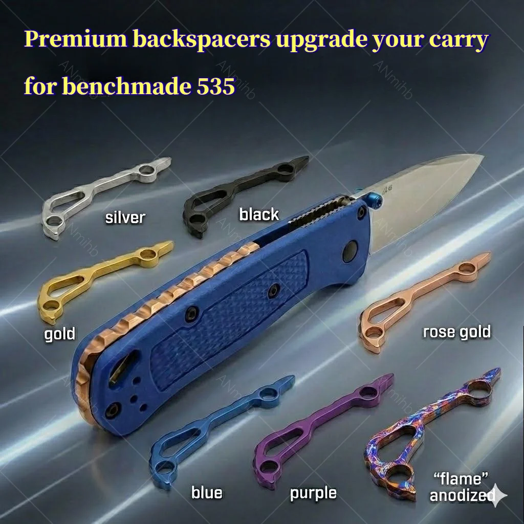 Premium Titanium Backspacer for Benchmade 535 Bugout | Gr5 Ti Custom Knife Mod | Geared EDC Spacer Upgrade