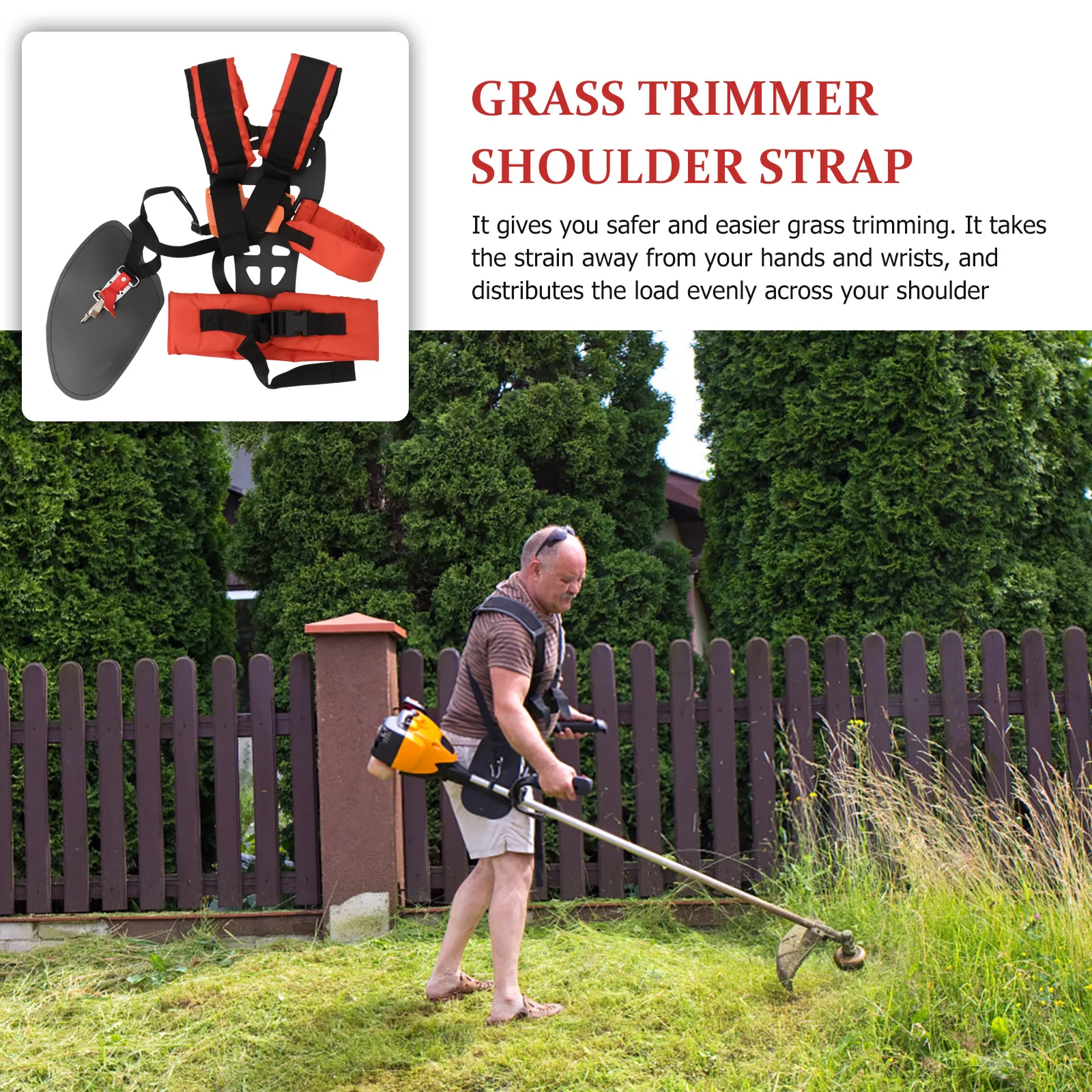 

Lawn Mower Strap Electric Chainsaw Harness Trimmer Belt Adjustable W Shape for Grass Cutter Pruner Shoulder Pad Gardening Tool