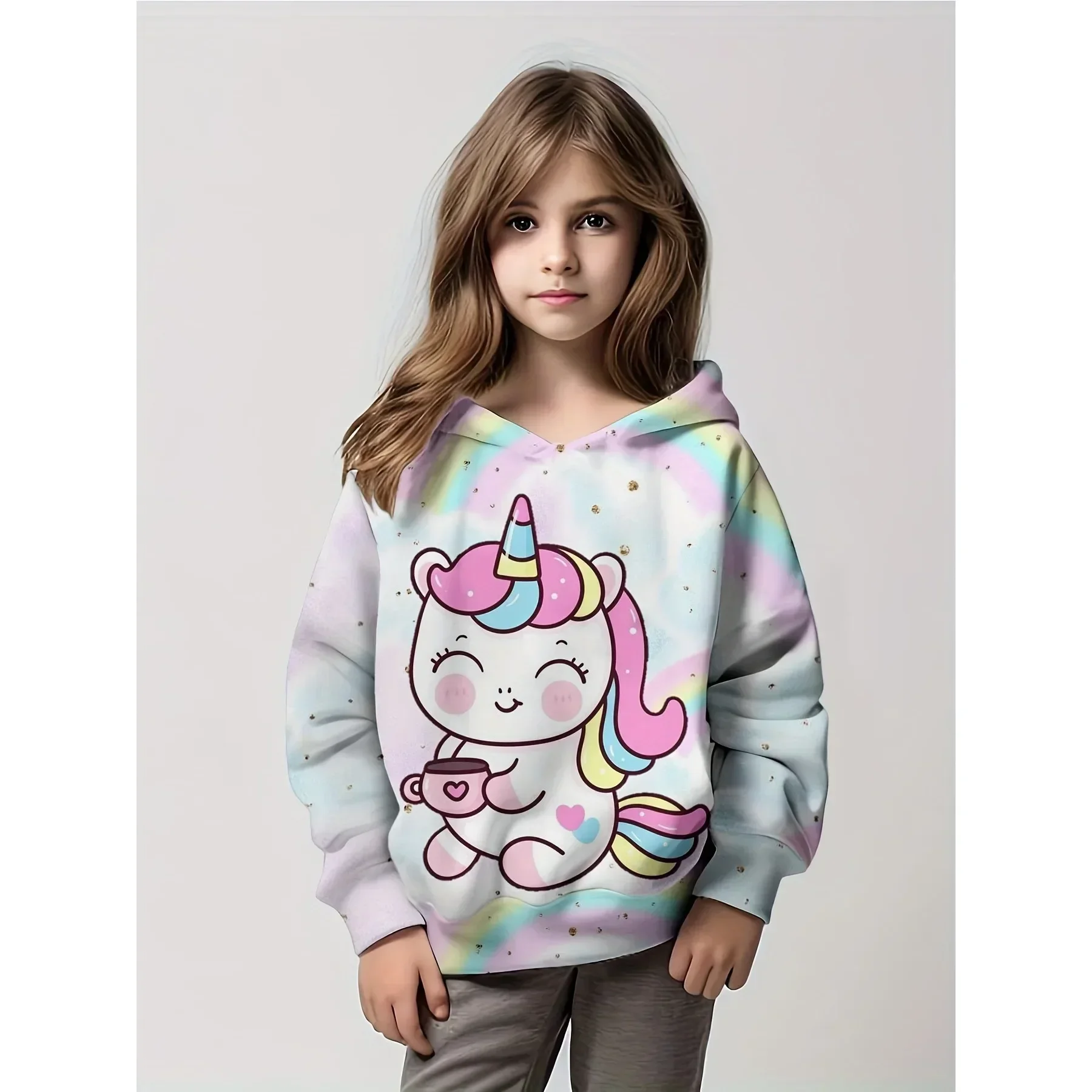 Printed Fashion Hoodies Breathable 3D Horse Graphic Hoodies Girls/boys Hooded Pullover Sweatshirt For Spring Fall Sports