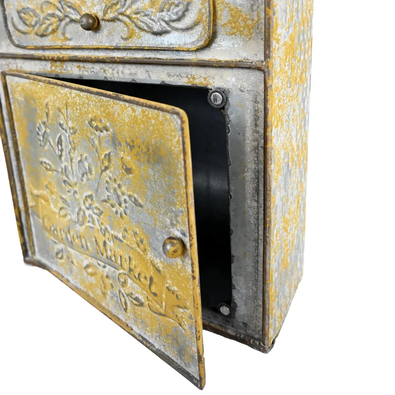 Farmhouse Post Wall Mounted Metal Mailbox For Leaving Message Vintage Style Letter Box Outdoor Decoration Crafts