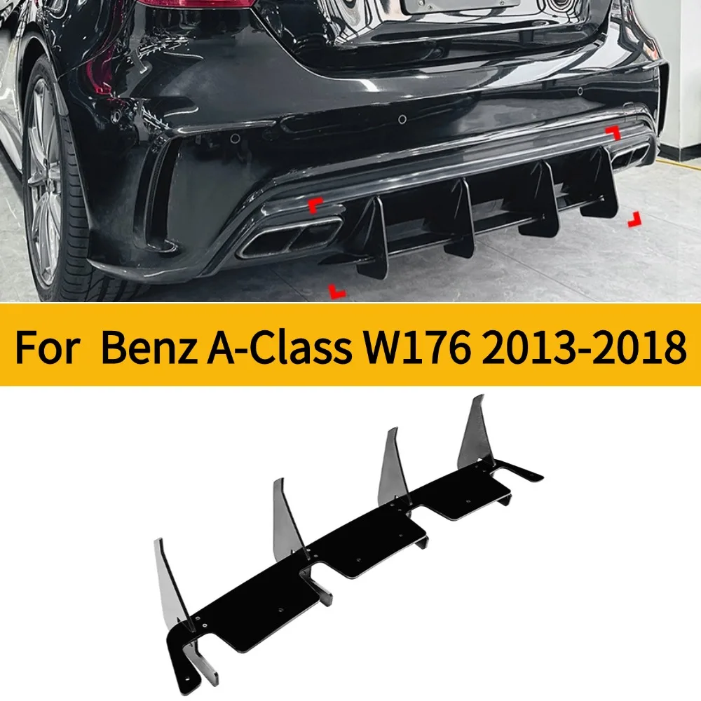 For Blade Style Rear Bumper Diffuser for Mercedes Benz A-Class W176 A45 2013-2018 Rear Side Splitters Spoiler Lip Auto Accessory