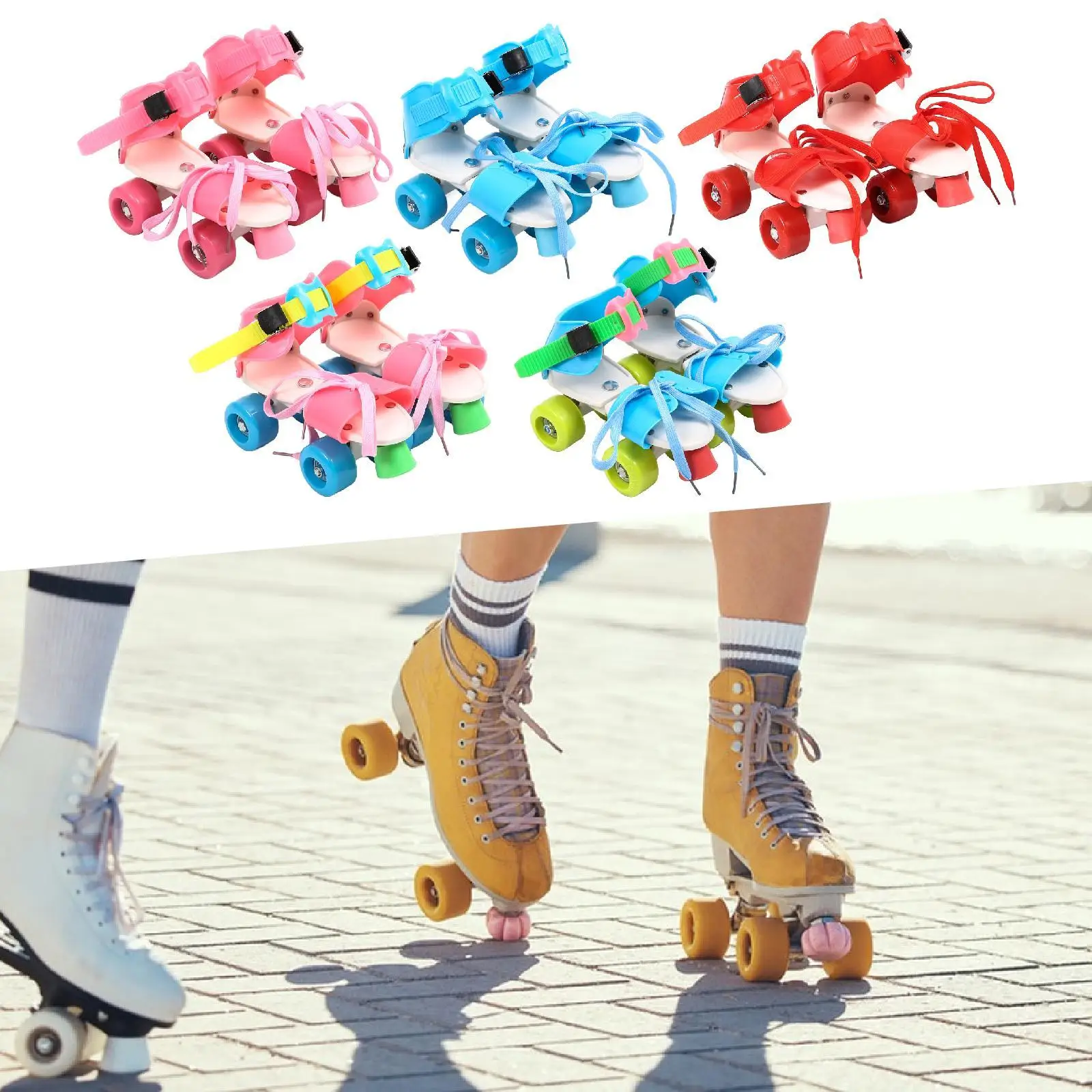 Kid’s Roller Skates Adjustable Double Row 4 Wheel Skating Shoes for Beginners Outdoor Indoor Fun Sports Ages view 4