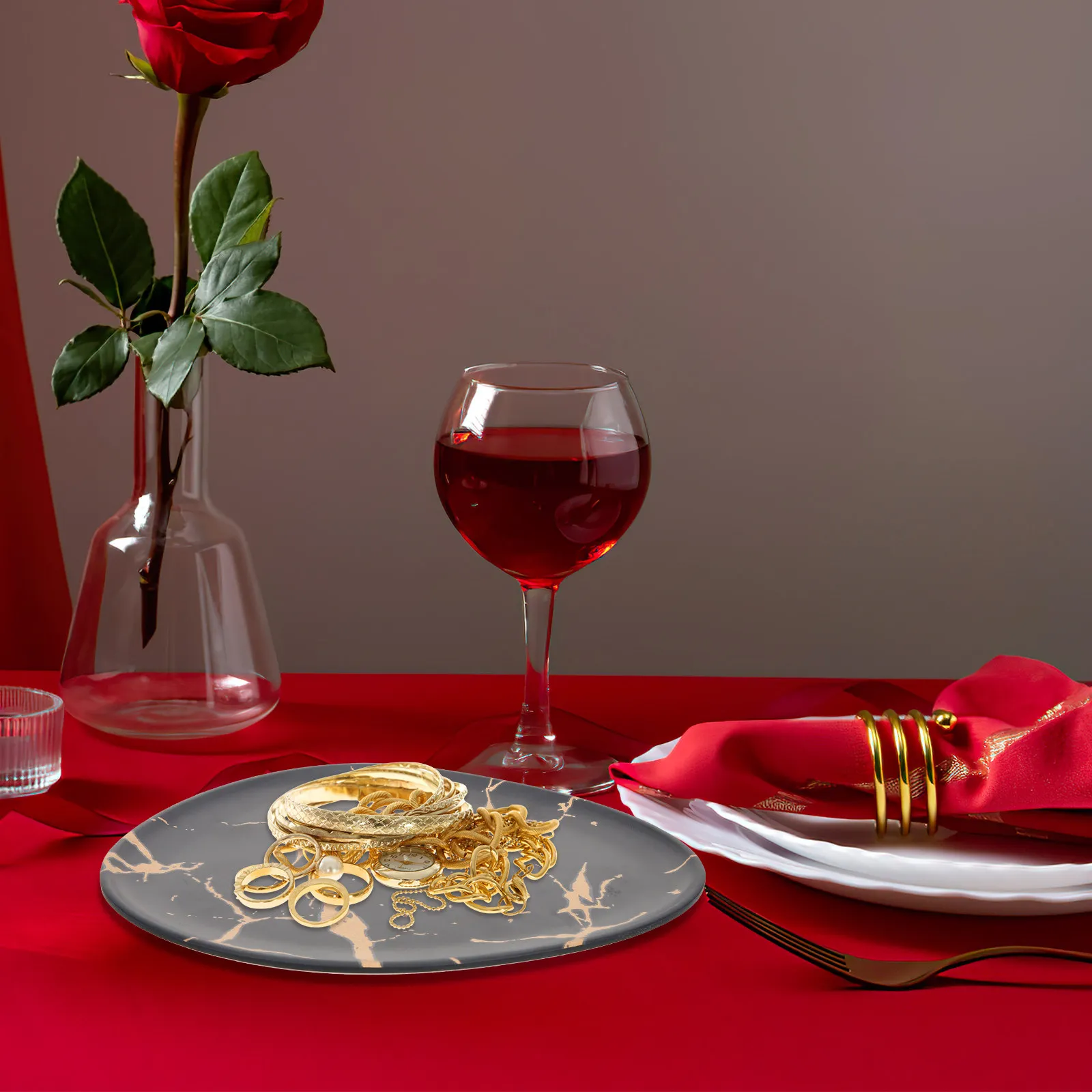 

Ceramic Jewelry Storage Plate Delicate Multi-Purpose Trinket Dish Necklace Ring Bracelet Holder Vanity Desk Organizer Decorative