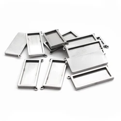 2Pcs Stainless Steel Rectangle Blank Cabochon Base Setting Trays Pendants for DIY Bracelet Necklace Jewelry Making Accessories