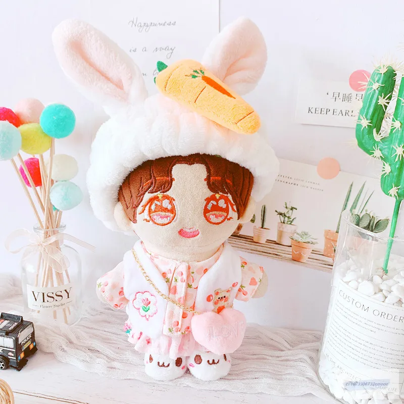 NEW 20cm Plush movie star idol dolls YiBo Radish hairband shirt Vest Satchel Doll Accessories Replaceable Clothes Toys Gift