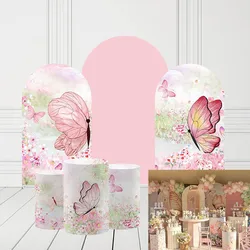 Mehofond Custom 2-Sided Butterfly Flowers Girl Birthday Baby Shower Wedding Covers Chiara Arch Background Decor Backdrop Photo