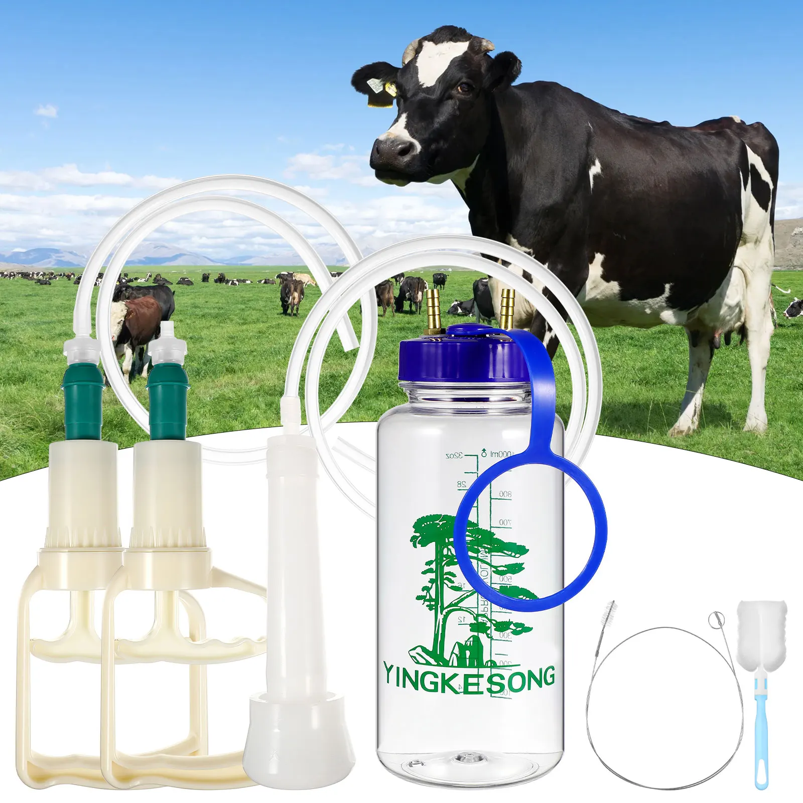 

1 Set Manual Milking Machine For Cows Sheep Portable Plastic Milk Collector Reusable Farm Supply Cow Milking Machine Manual