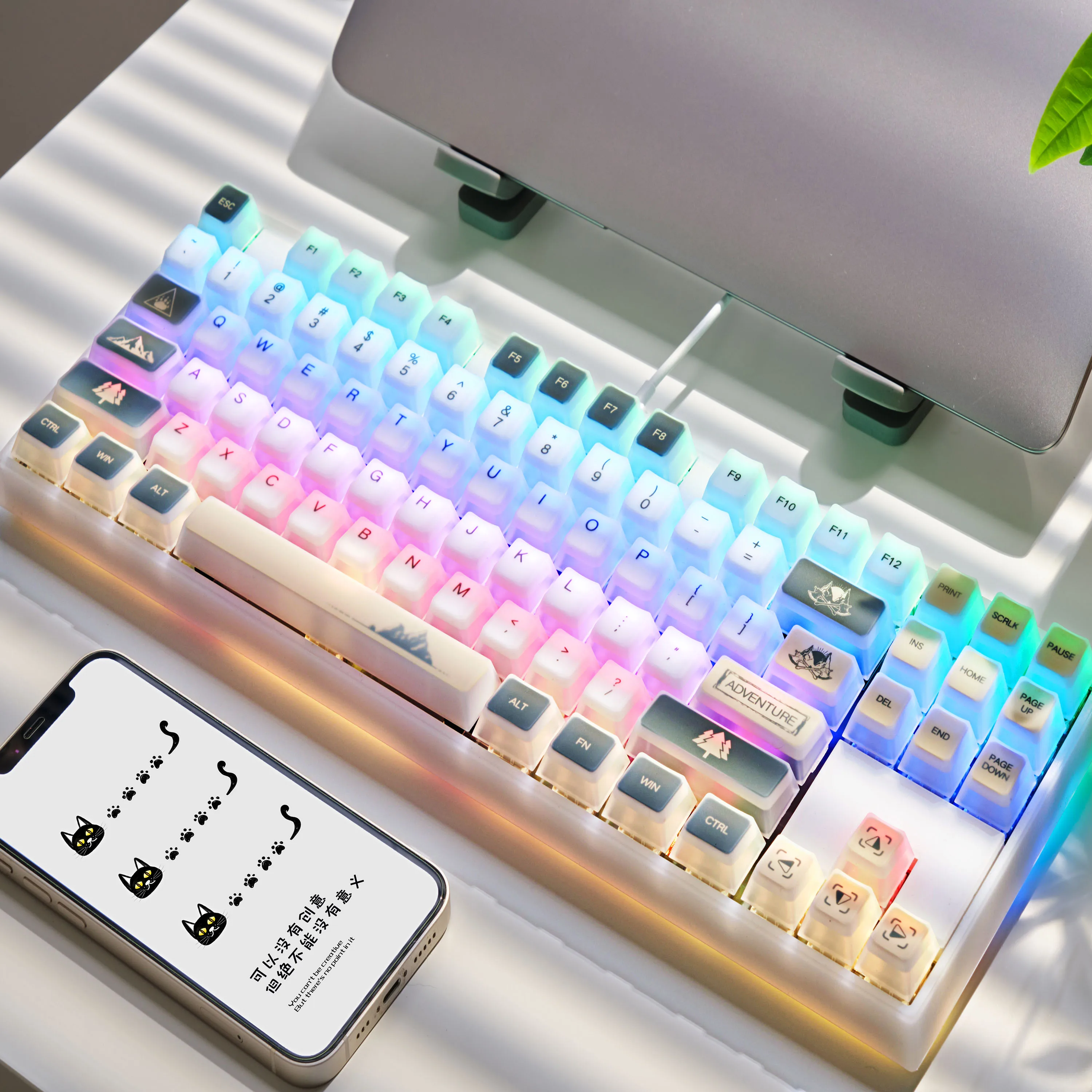 

Silicone Keycaps 200 Keys Adventure Theme PBT Cherry Profile Keycap Custom Translucent Keycaps for Mechanical Keyboard Caps