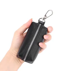 LLavero de cuero genuino para hombre y mujer, bolsa organizadora de cuero vacuno dividido, bolso largo para llaves de coche, cartera para ama de llaves, novedad de 2023