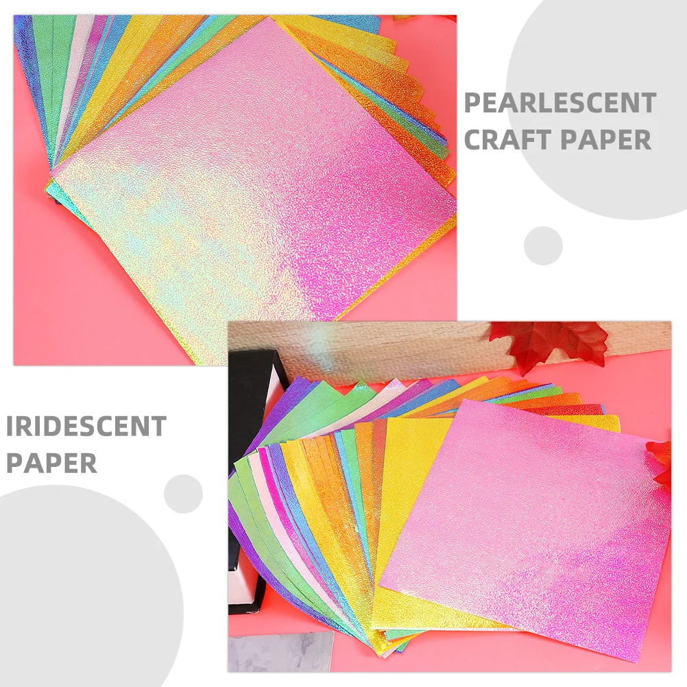 200 Sheets Pearlescent Origami Paper Shiny Iridescent Square Sheets 15Cm Ideal for DIY Crafts Paper Folding Crane Art