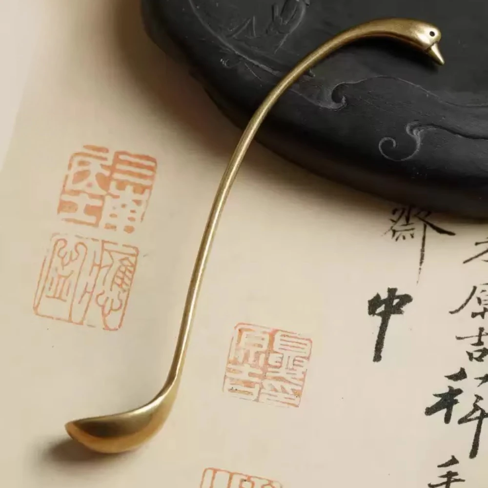 Antique Copper Goose Spoon Water Spoon Wenfang Four Treasures Gift Calligraphy Water Adding Water Grinding Ink Grinding Ink Use
